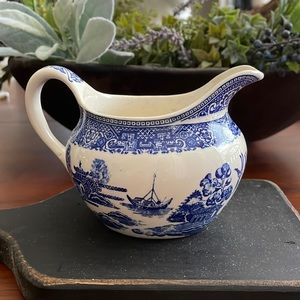Creamer Pitcher Chinoiserie Blue White Ceramic